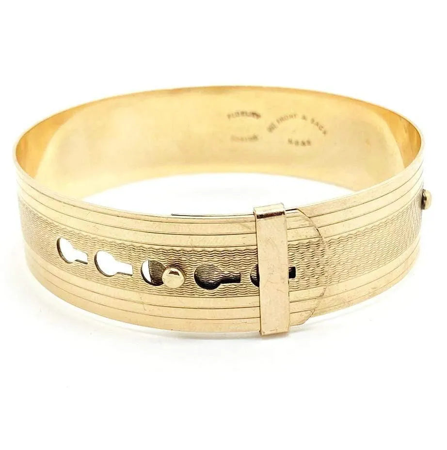 Vintage 1940s 9ct Rolled Gold Buckle Bangle Bracelet Mayveda Jewelry