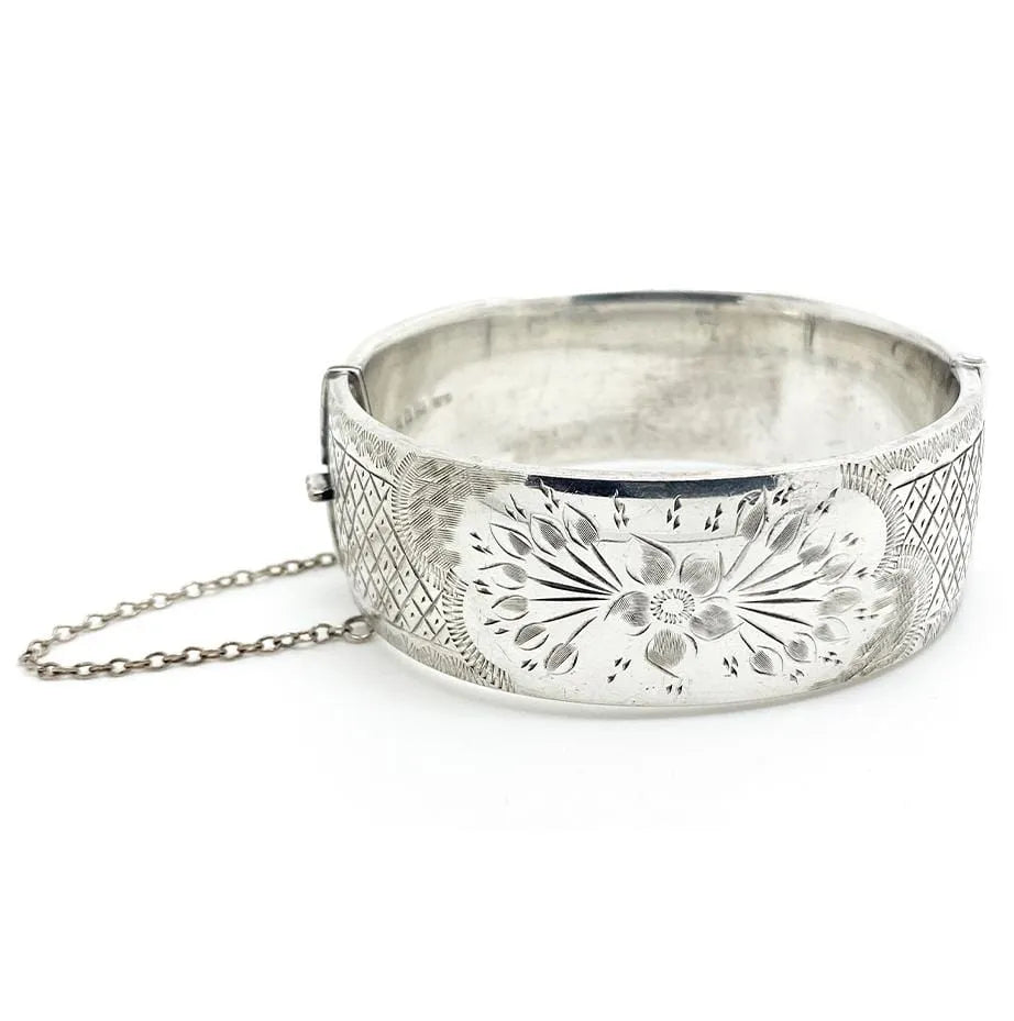 Sterling silver wide bangle bracelet clearance