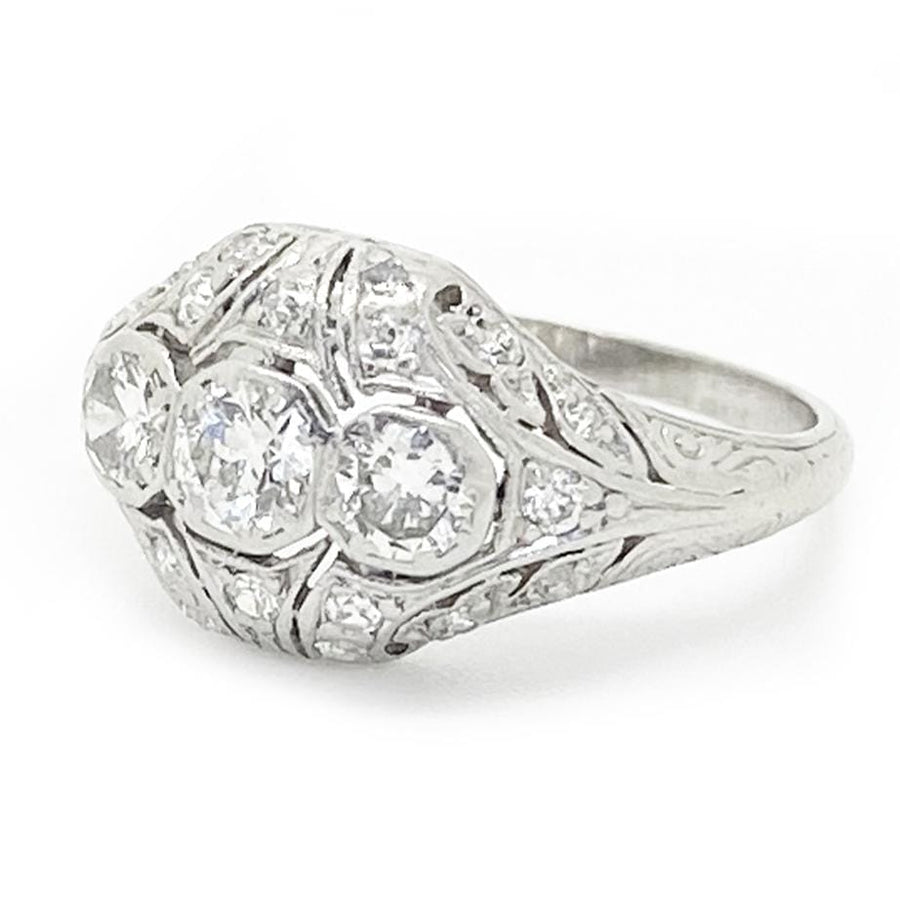 ART DECO Ring Art Deco 1920s Platinum Diamond Ring
