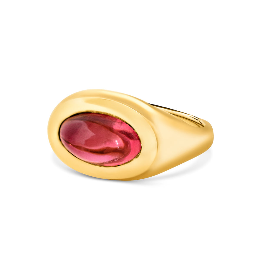 Signet 18ct Gold Cabochon Tourmaline Ring