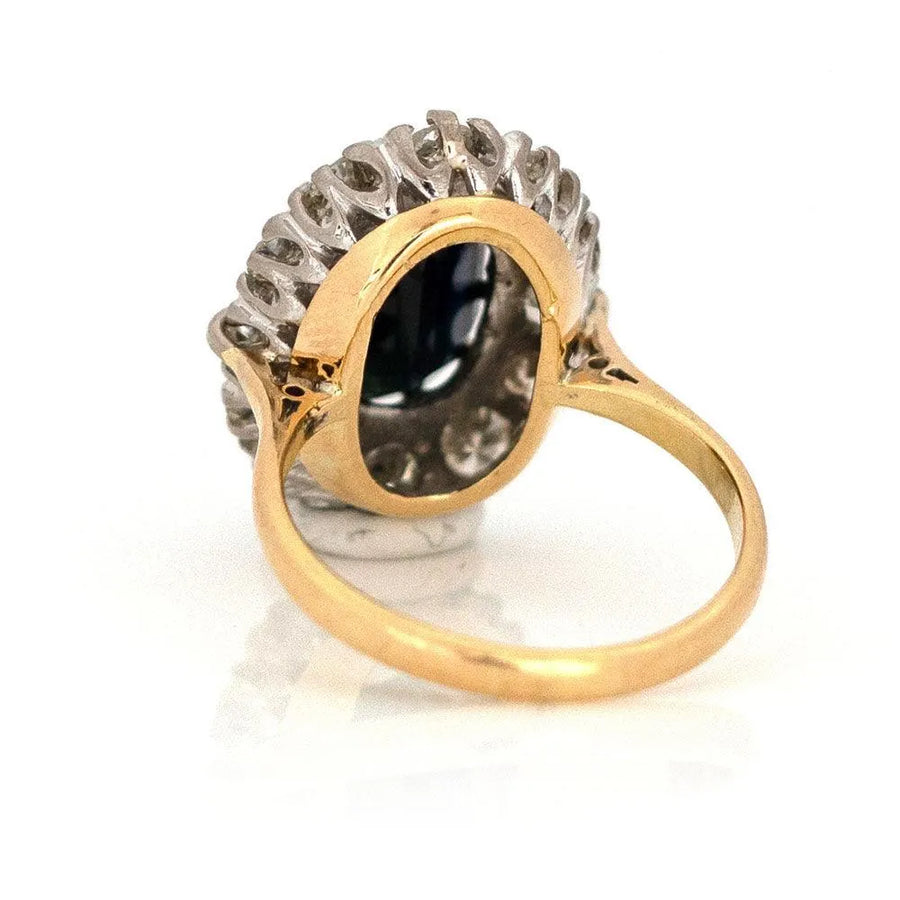 1930s Rings Vintage 1930s 5.35ct Sapphire 1.45ct Diamond Halo 18ct Gold Ring Mayveda Jewellery