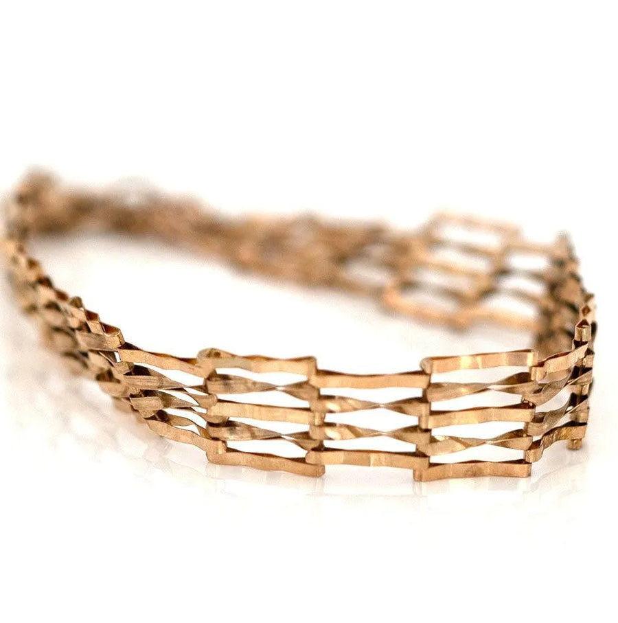 Vintage 1970s 9ct Gold Chain Gate Bracelet - Mayveda Jewelry