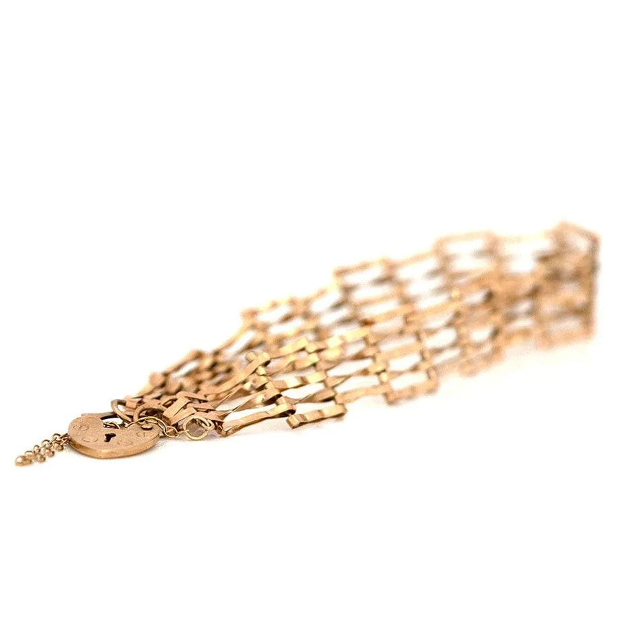 Vintage 1970s 9ct Gold Chain Gate Bracelet - Mayveda Jewelry