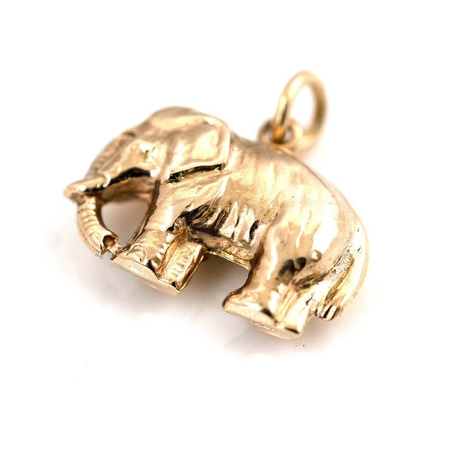 1970s Necklaces Vintage 1977 Elephant 9ct Gold Charm Necklace Mayveda Jewellery