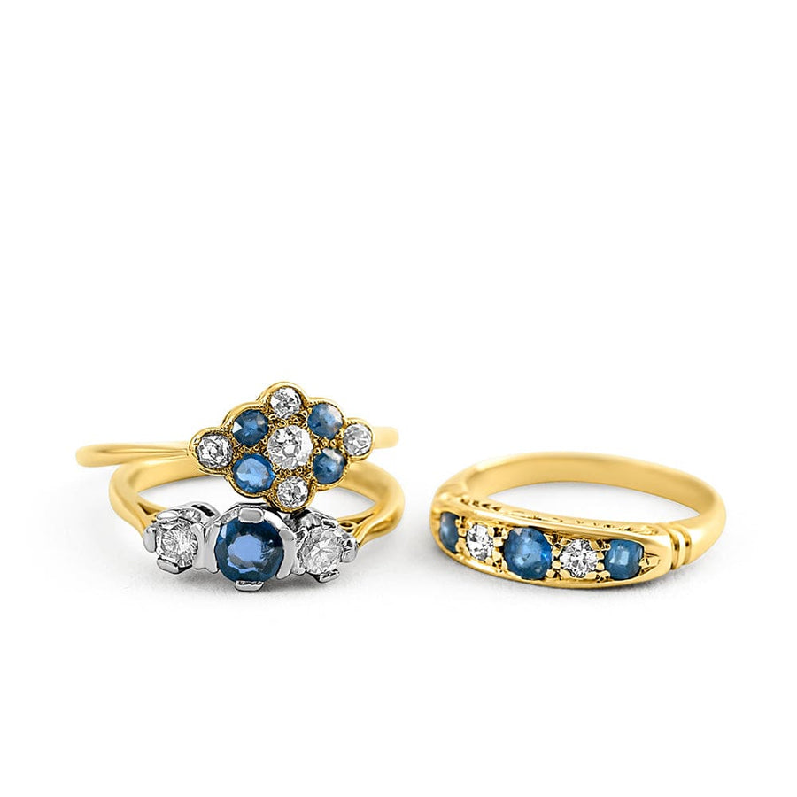 1990s Rings Vintage 1990s Sapphire & Diamond 18ct Gold Ring Mayveda Jewellery