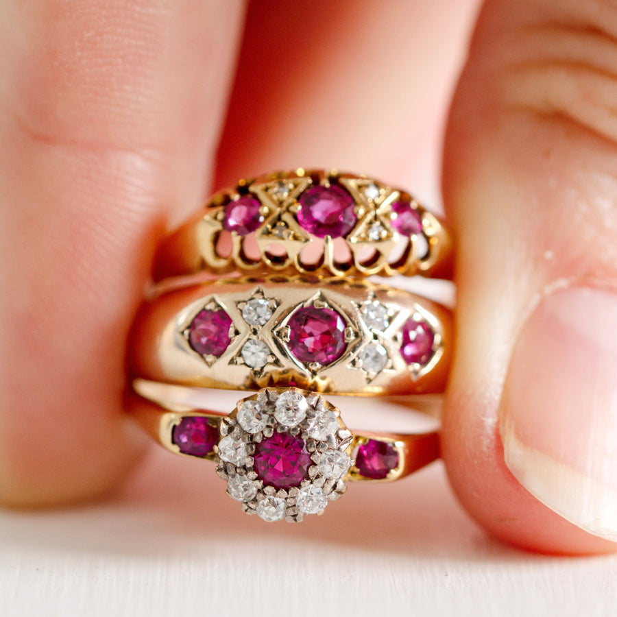 Antique Edwardian Ruby Diamond 18ct Gold Ring