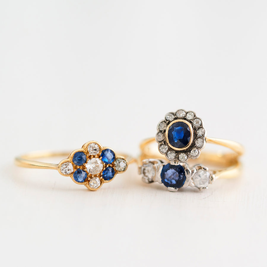 Antique Victorian 18ct Gold Sapphire Diamond Ring