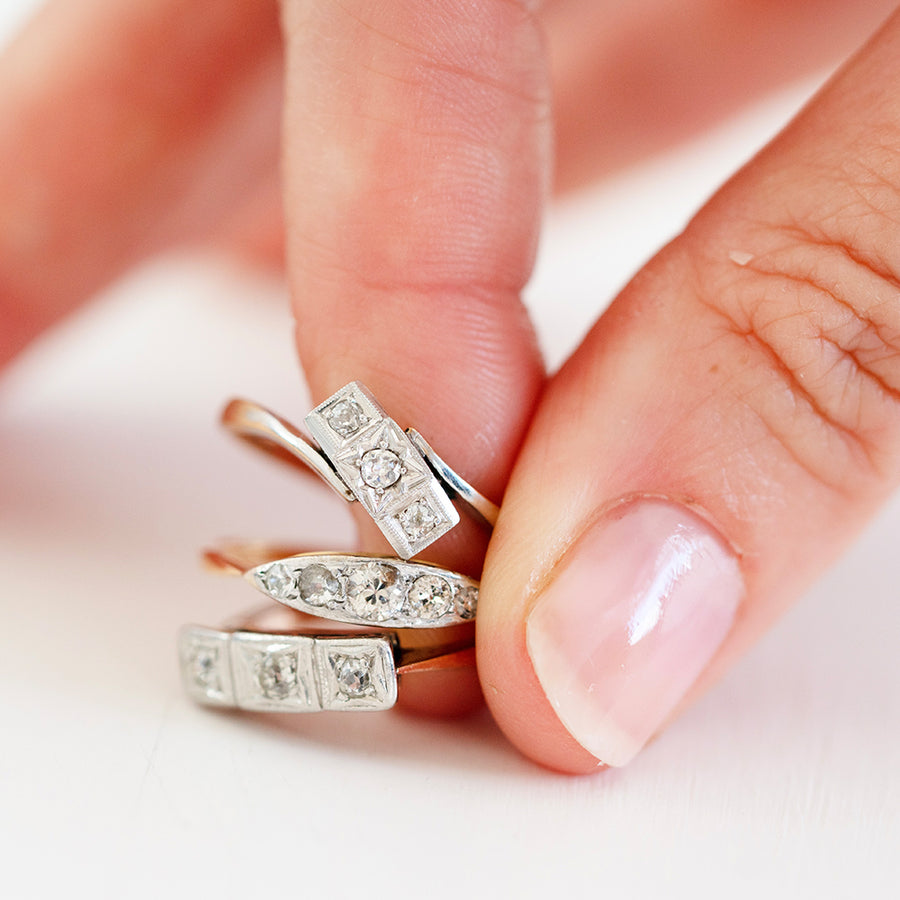 Art Deco 1920s Old Cut Diamond 9ct Gold Ring