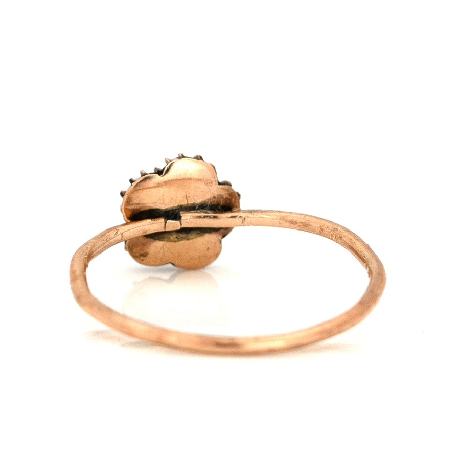 Antique c.1890s 9ct Rose Gold Turquoise & Ruby Flower Ring