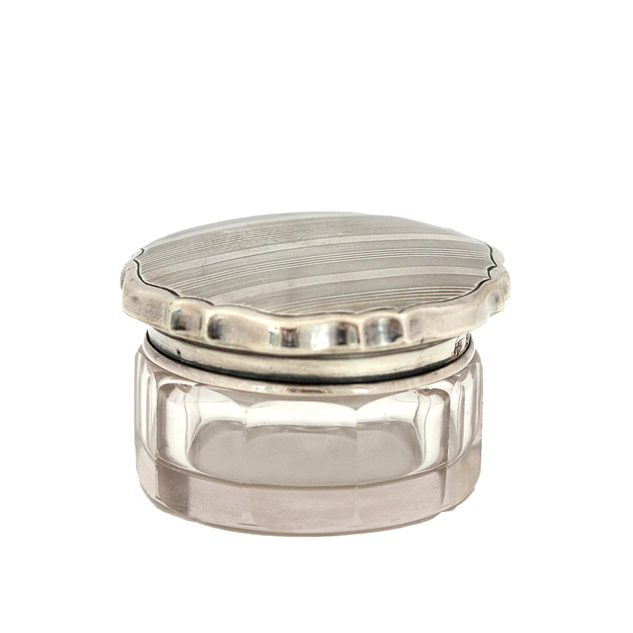 Antique Edwardian 1910 Silver & Glass Vanity Pot - Mayveda Jewelry