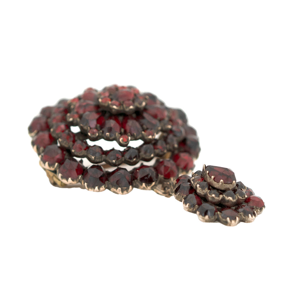 Antique c.1880s Victorian Garnet Cluster Brooch - Mayveda Jewelry