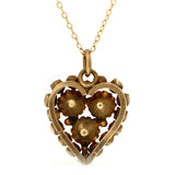 Antique 1880s Victorian Paste Heart Pendant Necklace