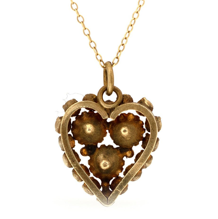 Antique 1880s Victorian Paste Heart Pendant Necklace