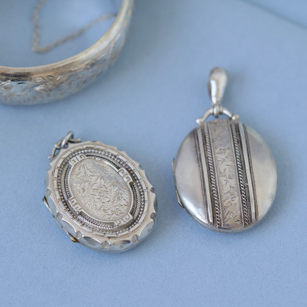 Antique Victorian Silver Locket Necklace, view 5