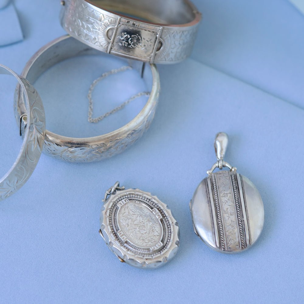 Antique Victorian Silver Locket Necklace, view 2