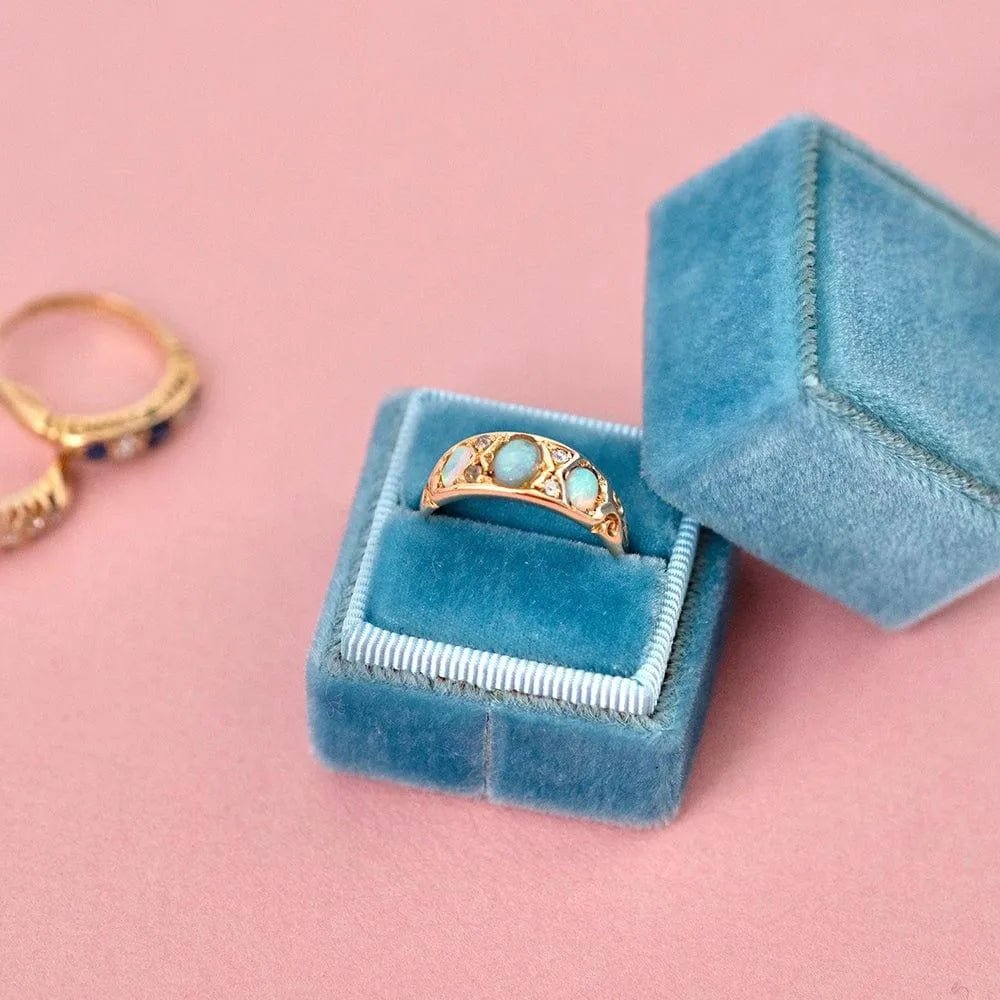 Antique 1899 Opal Diamond 18ct Gold Ring, view 2