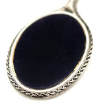 Antique 1900 Purple Guilloché Enamel Silver Chatelaine Mirror Necklace