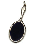 Antique 1900 Purple Guilloché Enamel Silver Chatelaine Mirror Necklace