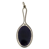 Antique 1900 Purple Guilloché Enamel Silver Chatelaine Mirror Necklace