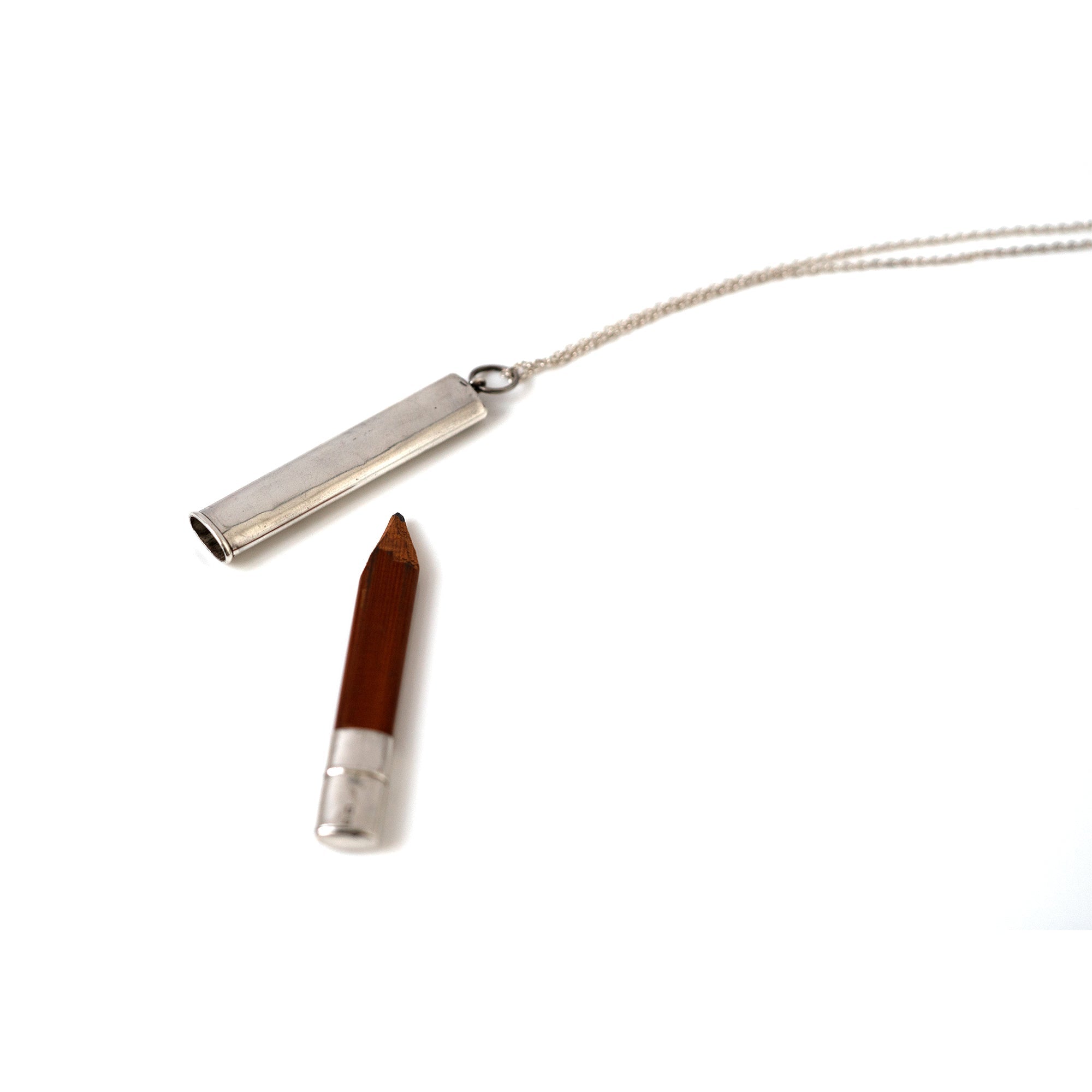 Antique 1901 Silver Carpenters Pencil Holder Necklace, view 5