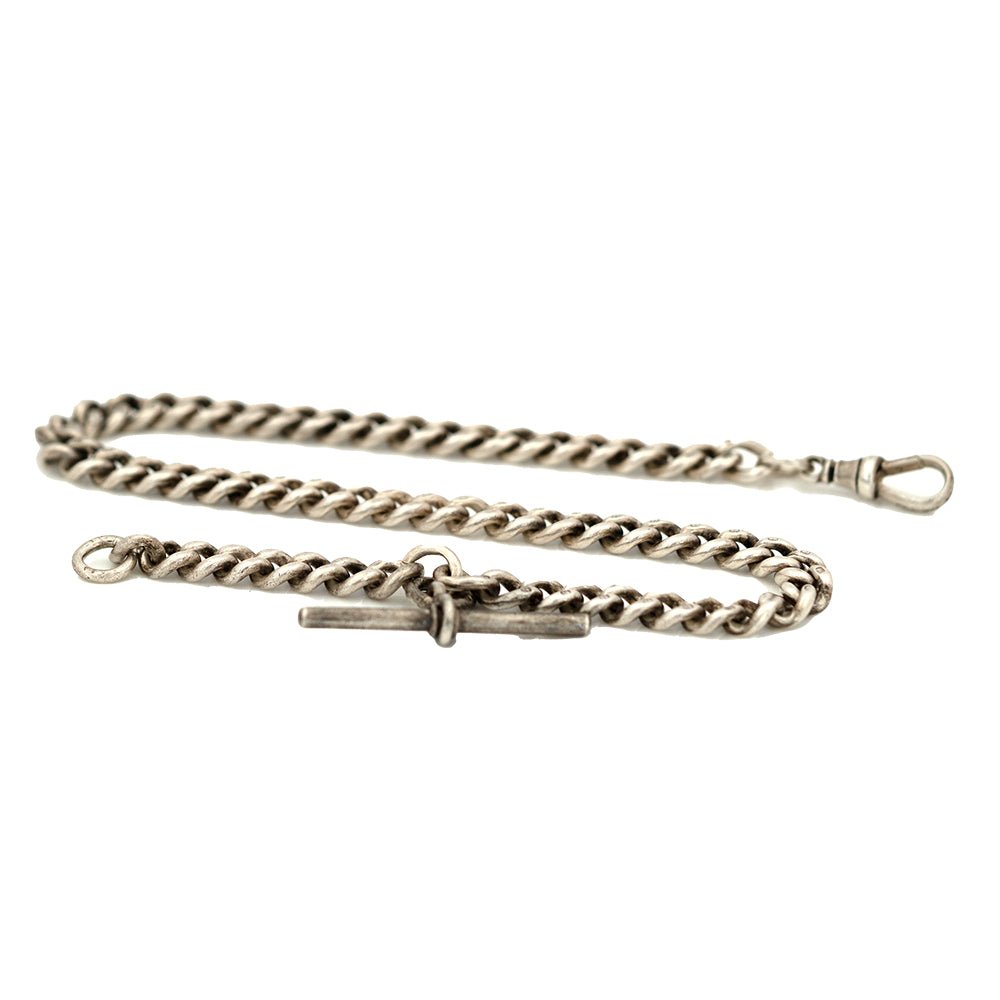 Pulsera de cadena de plata de ley antigua de 1905 para reloj de bolsillo Albert, view 4