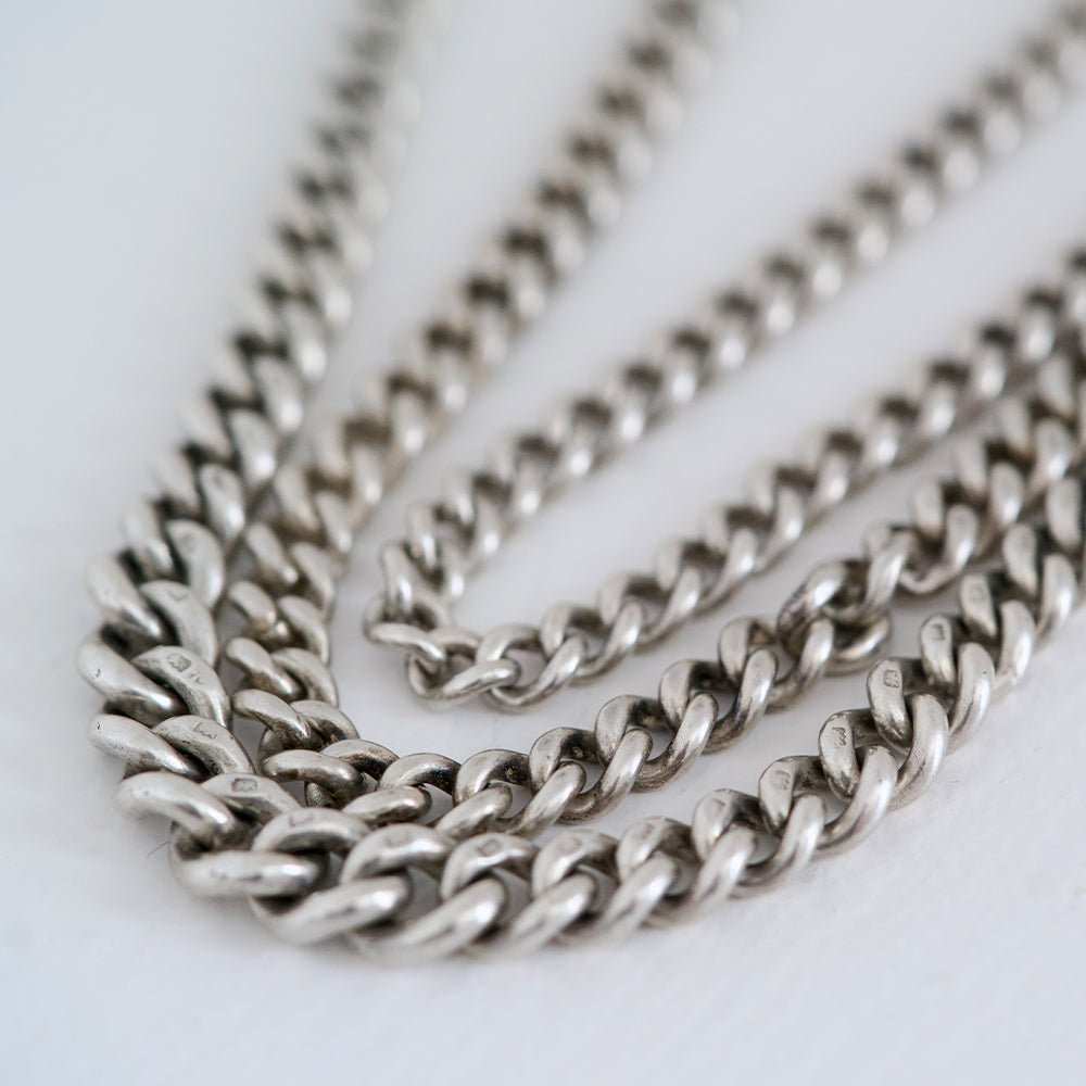 Antique 1908 Sterling Silver Albert Watch Chain Bracelet, view 7