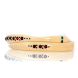 Antique 1910s–1920s Cream Celluloid Snake Bangle with Red Rhinestones Bangle