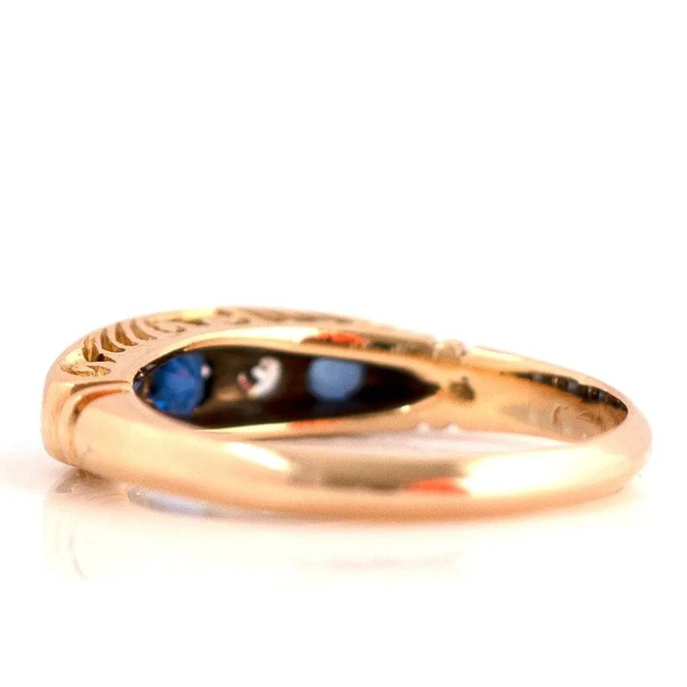 Antique 1914 Sapphire Diamond 18ct Gold Ring, view 9