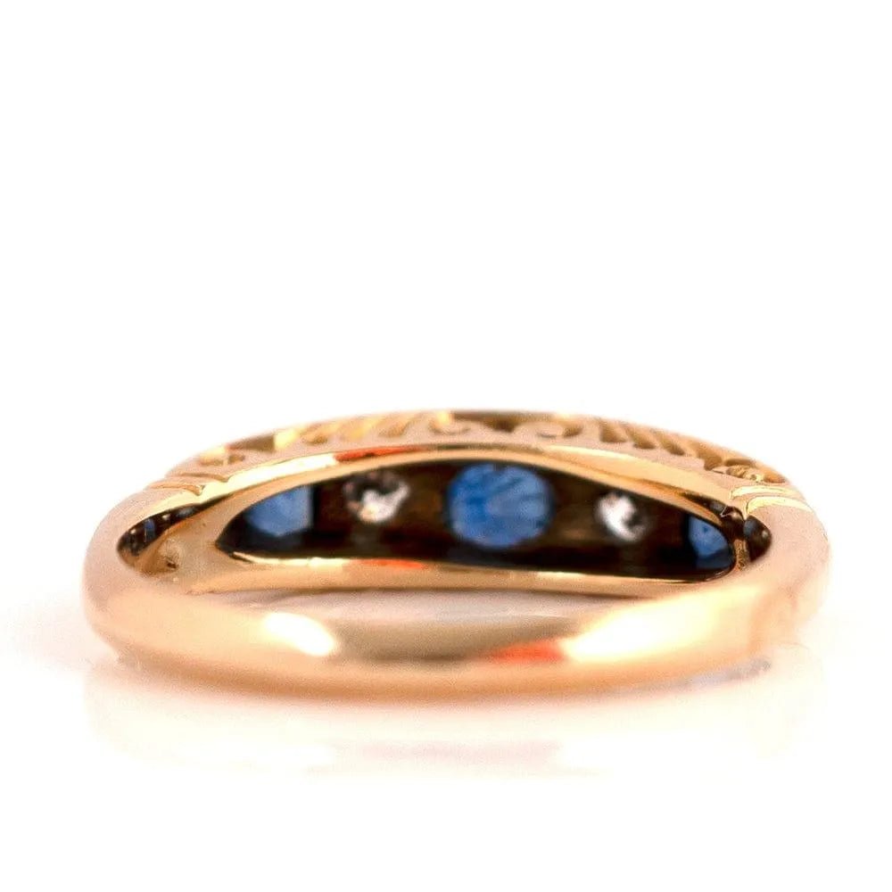 Antique 1914 Sapphire Diamond 18ct Gold Ring, view 5