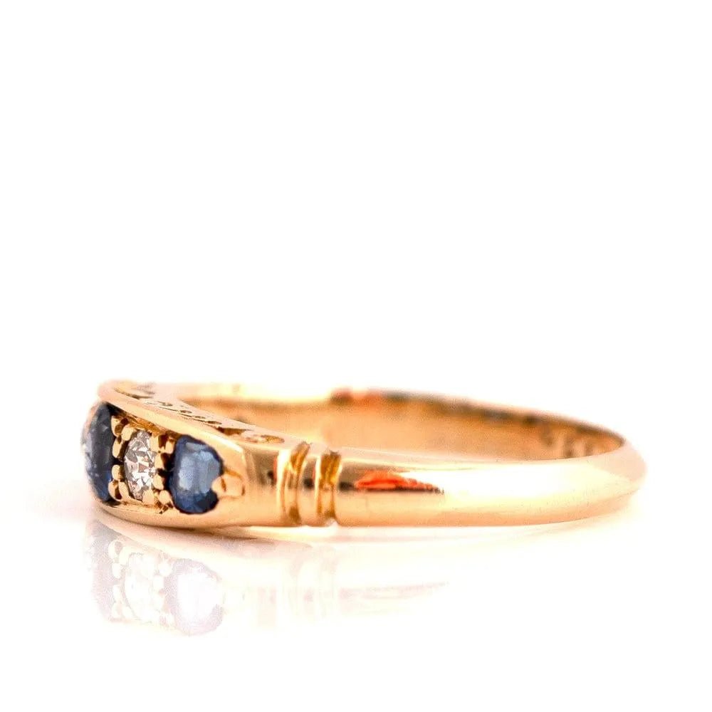 Antique 1914 Sapphire Diamond 18ct Gold Ring, view 10