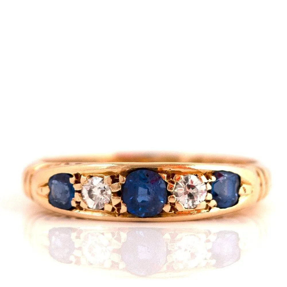 Antique 1914 Sapphire Diamond 18ct Gold Ring, view 4