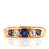 Antique 1914 Sapphire Diamond 18ct Gold Ring