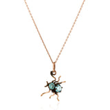 Antique 9ct Rose Gold Zircon Spider Charm Necklace