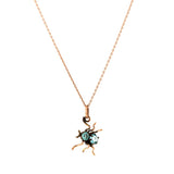 Antique 9ct Rose Gold Zircon Spider Charm Necklace