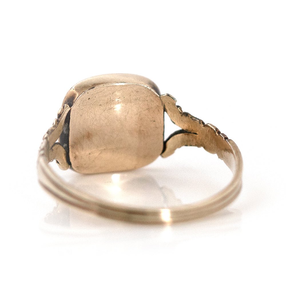 Victorian 1860–1880 Gold Black Enamel Mourning Antique Ring, view 8