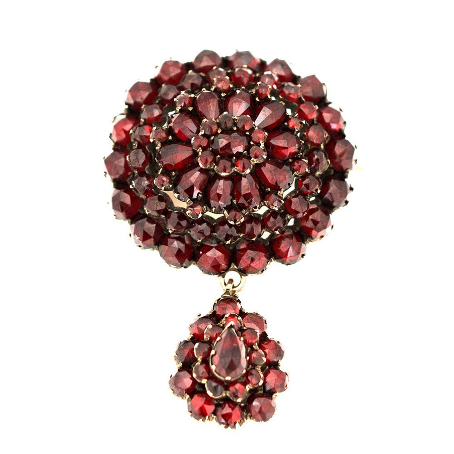 Antique c.1880s Victorian Garnet Cluster Brooch