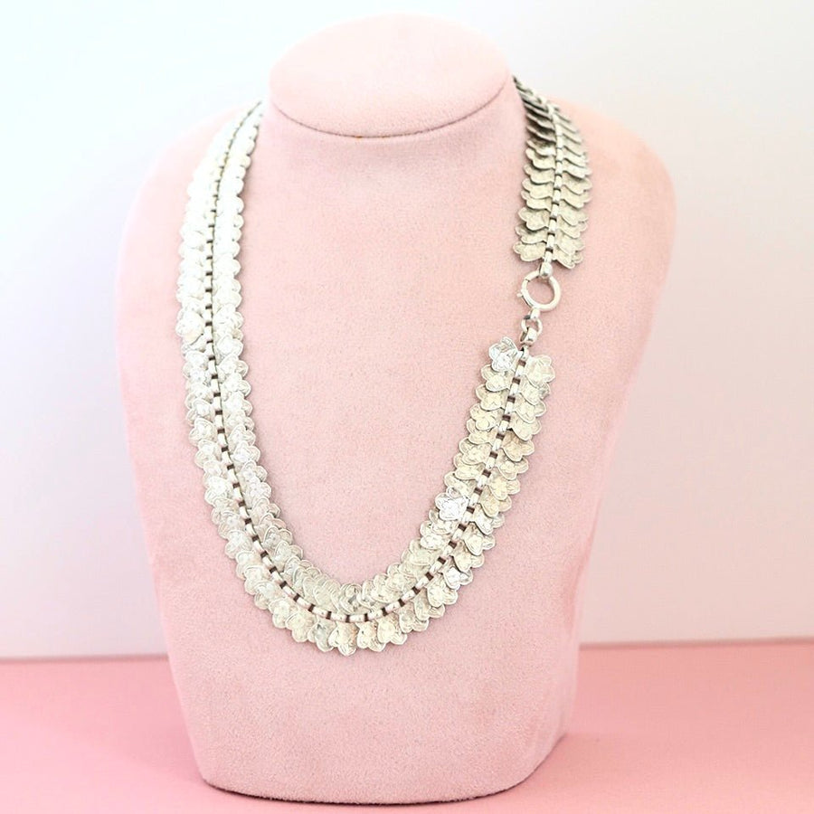 Antique c.1880s Victorian Silver Scalloped Collar Necklace