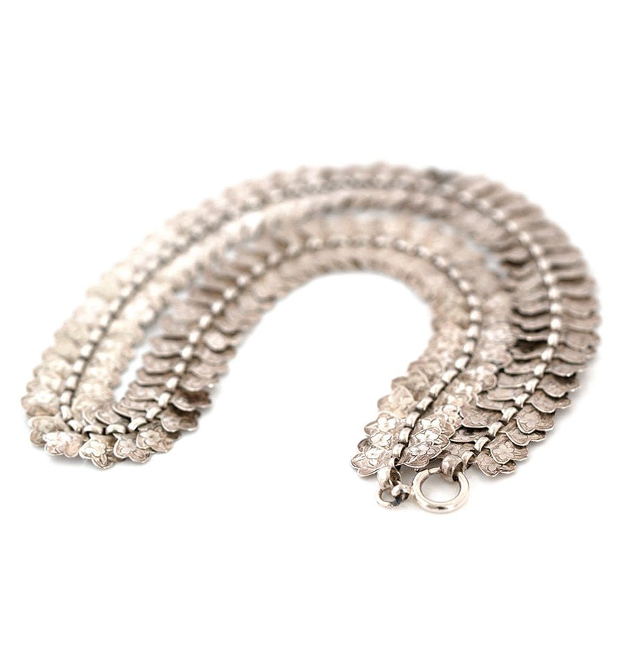 Antique c.1880s Victorian Silver Scalloped Collar Necklace