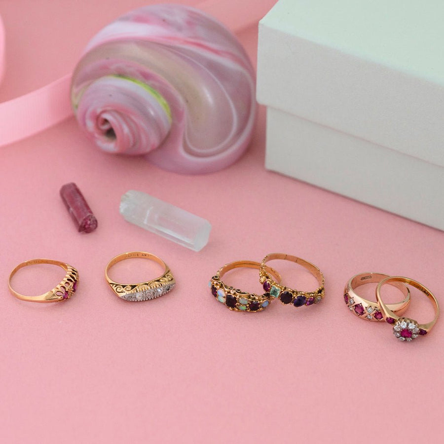 Antique Diamond Five - Stone 18ct Gold Platinum Ring