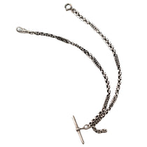 Cadena de plata doble Albert antigua para reloj