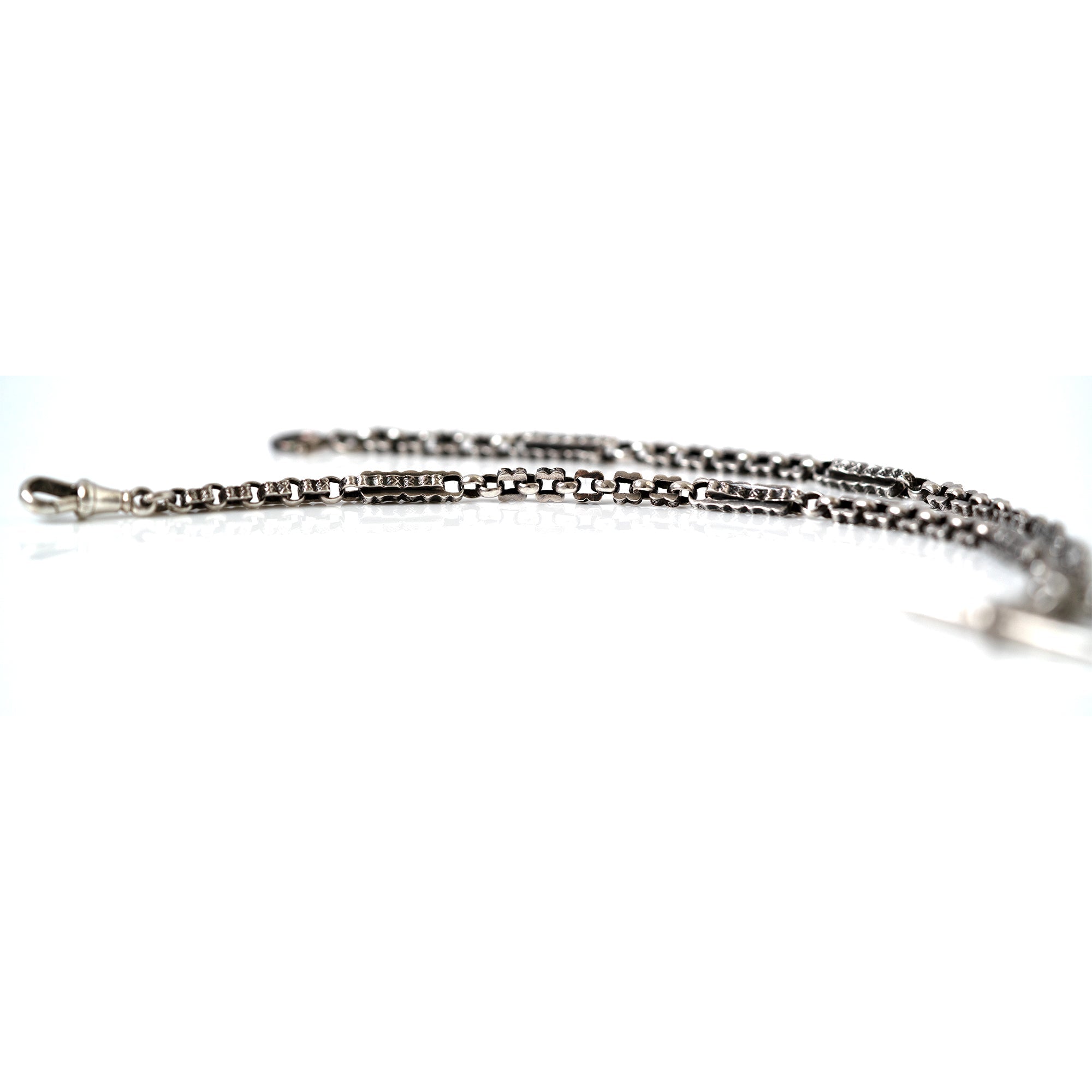 Antique Double Albert Watch Silver Chain, view 5