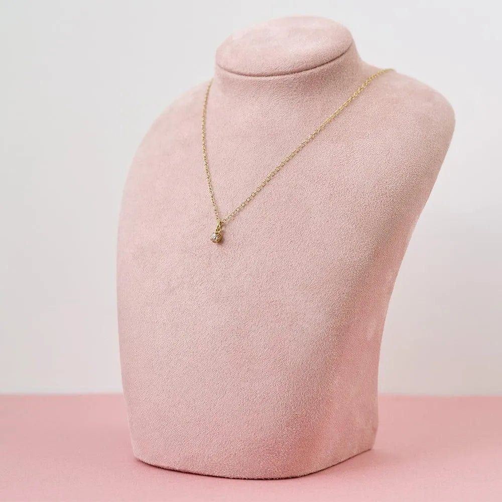 Edwardian 0.25 Carat Old European Cut Diamond 15K Gold Antique Pendant Necklace, view 2