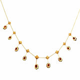 Antique Edwardian 15ct Gold Garnet Fringe Dropper Necklace