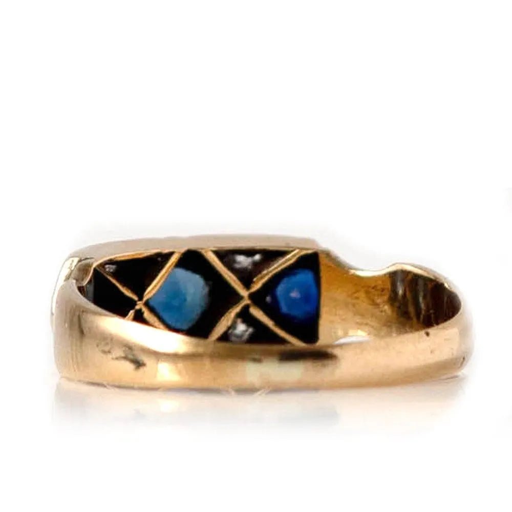 Antique Edwardian 1903 Sapphire Diamond 18ct Yellow Gold Ring, view 4