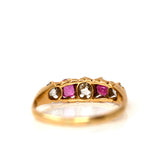 Antique Edwardian 1908 Ruby Diamond 18ct Gold Ring