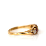 Antique Edwardian 1908 Ruby Diamond 18ct Gold Ring