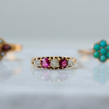 Antique Edwardian 1908 Ruby Diamond 18ct Gold Ring