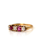 Antique Edwardian 1908 Ruby Diamond 18ct Gold Ring
