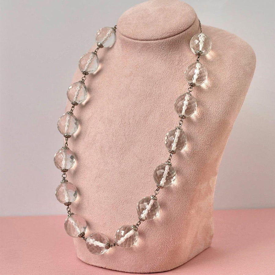 Antique Edwardian 1910 Silver Faceted Beaded Necklaces