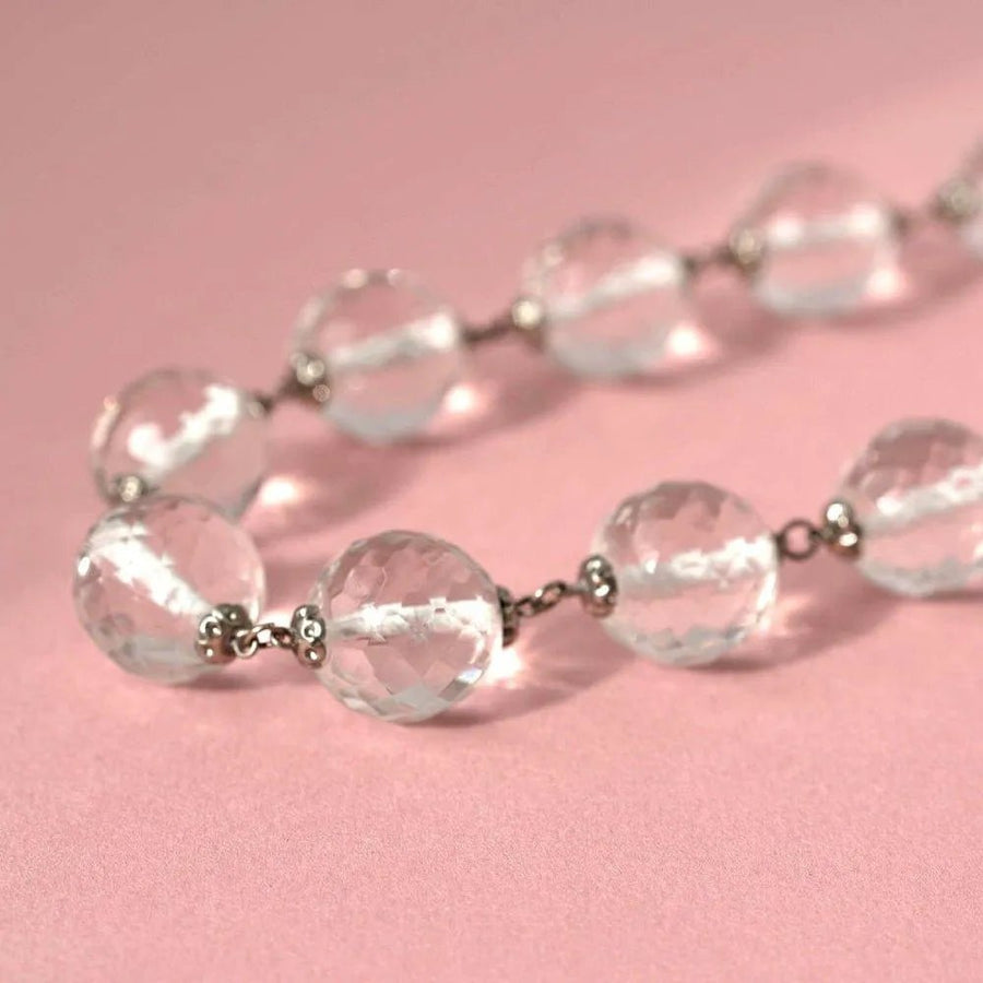 Antique Edwardian 1910 Silver Faceted Beaded Necklaces